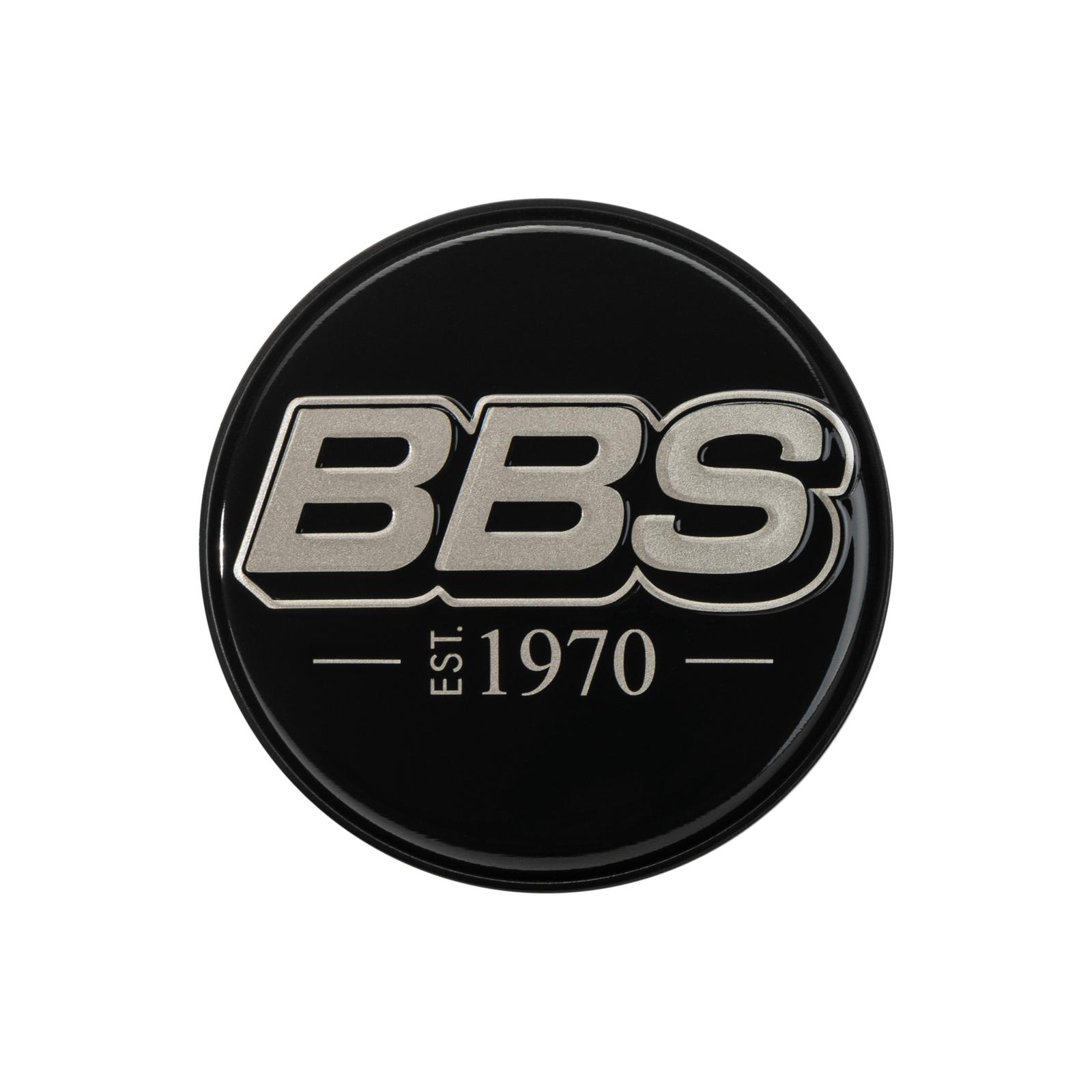 BBS 2D Nabendeckel Geprägt Schwarz mit Logo Indigo Blue Set (4 Stück)