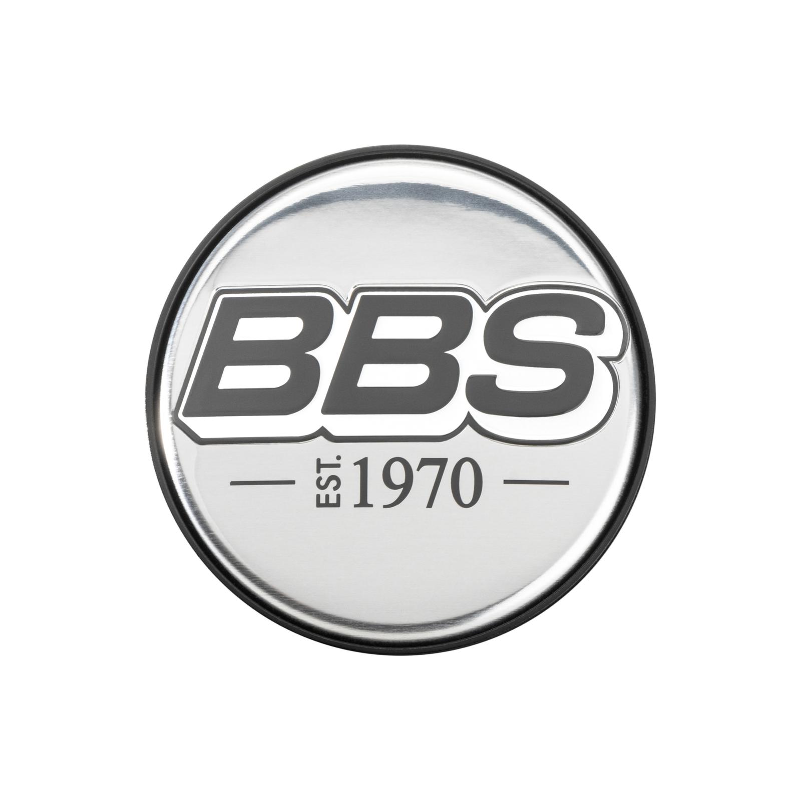 BBS 2D Nabendeckel Geprägt Schwarz mit Logo Indigo Blue Set (4 Stück)